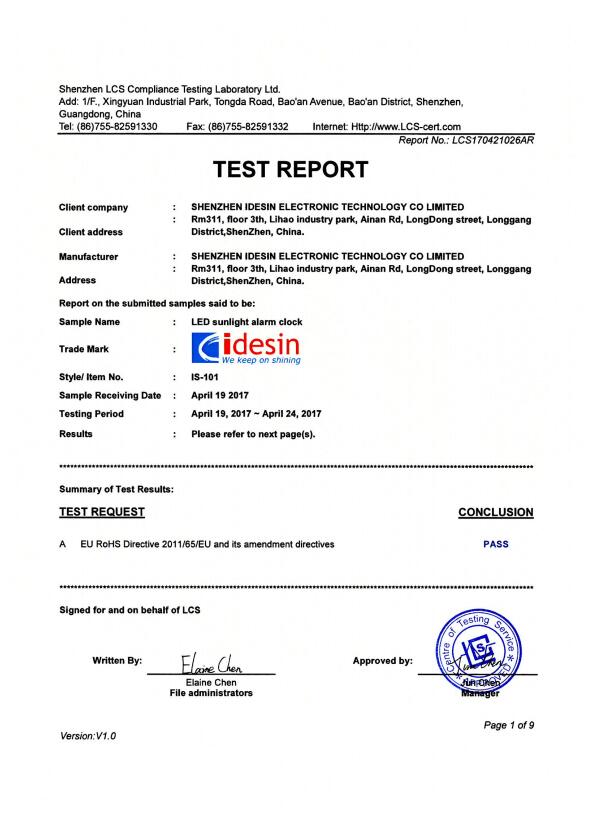 RoHs report of IS-101_LCS170421026AR  report