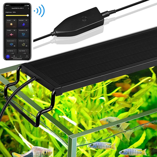 Smart Aquarium Light, Bluetooth LED Light with App Control, Full Spectrum Fish Tank Light with 24/7 Lighting Cycle, 5 Modes, Adjustable Timer, for Freshwater Planted Tank