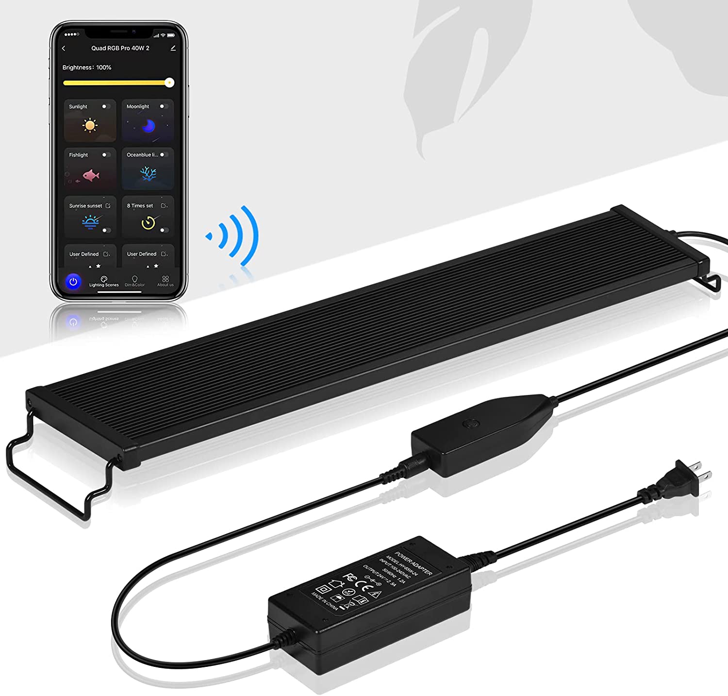 Smart Aquarium Light, Bluetooth LED Light with App Control, Full Spectrum Fish Tank Light with 24/7 Lighting Cycle, 5 Modes, Adjustable Timer, for Freshwater Planted Tank