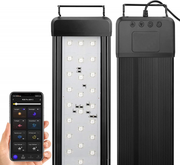 Smart Aquarium Light, Bluetooth LED Light App Control, Full Spectrum Fish Tank Light with 24/7 Lighting Cycle, 5 Modes,8 timer color Adjustable Freshwater plant tank