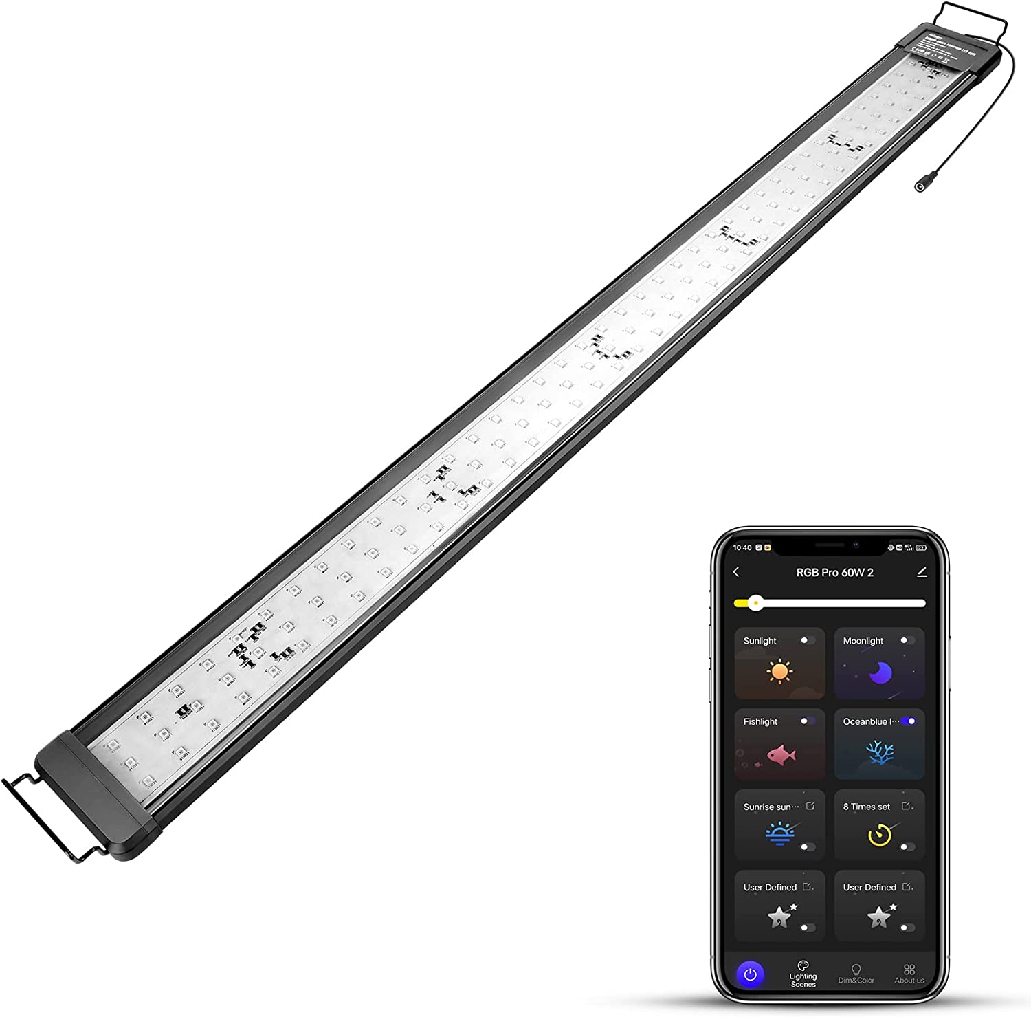 Smart Aquarium Light, Bluetooth LED Light App Control, Full Spectrum Fish Tank Light with 24/7 Lighting Cycle, 5 Modes,8 timer color Adjustable Freshwater plant tank