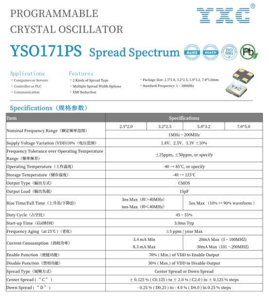 YSO171PS规格书