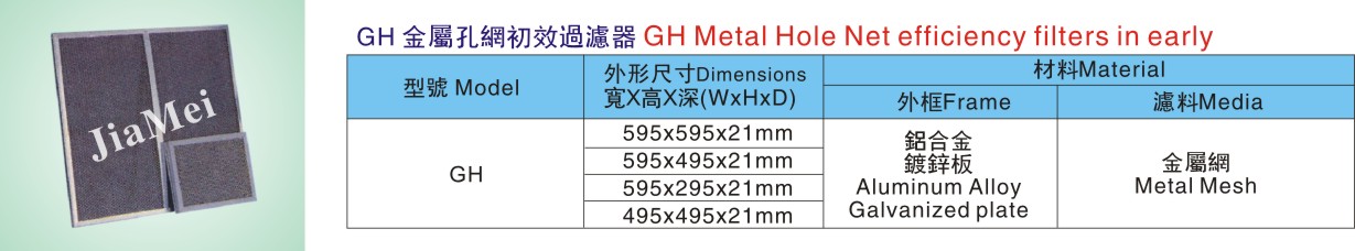 GH 金属孔网初效过滤器