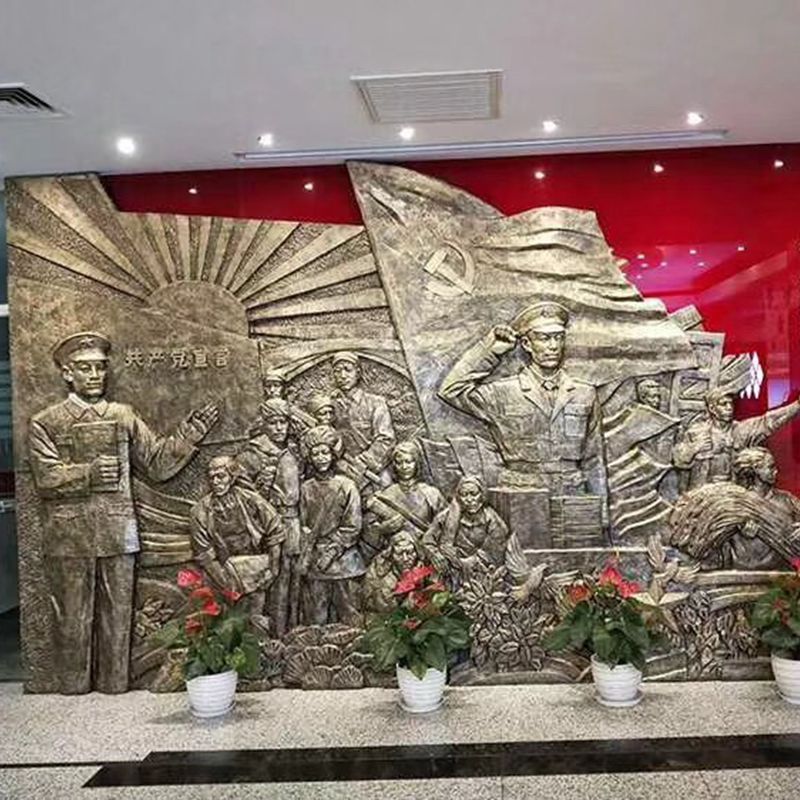 解放军玻璃钢浮雕仿铜