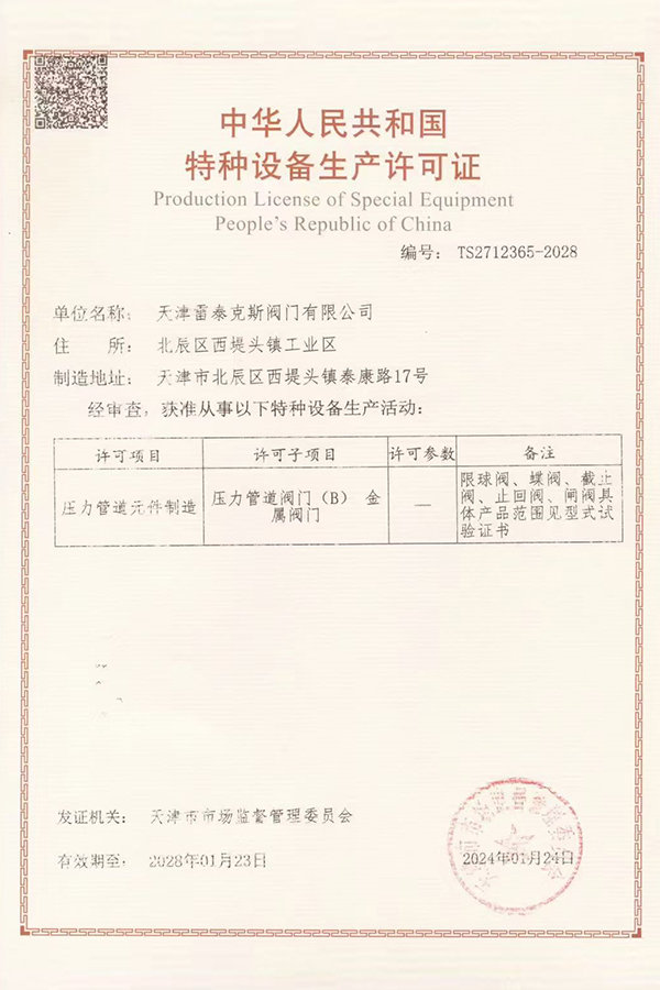 Special equipment production license