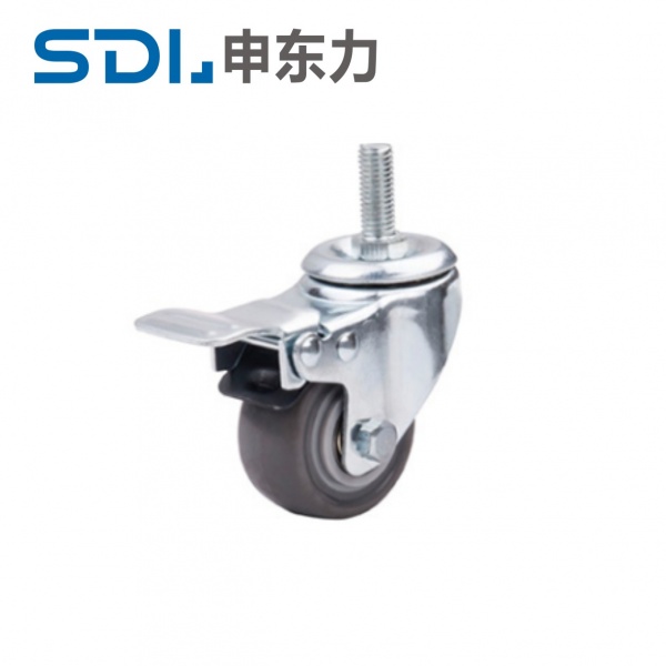 2寸丝杆型人造胶脚轮带刹车
