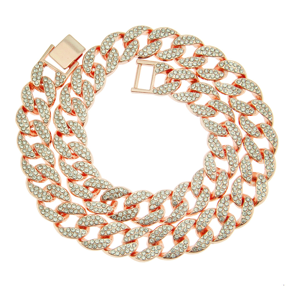 Rap Accessories HIPHOP Full Diamond Cuban Diamond Gold Necklace Hip Ha Trinket