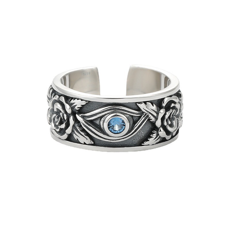 Ring S925 Thai Silver vintage ring Male domineering single personality ring male