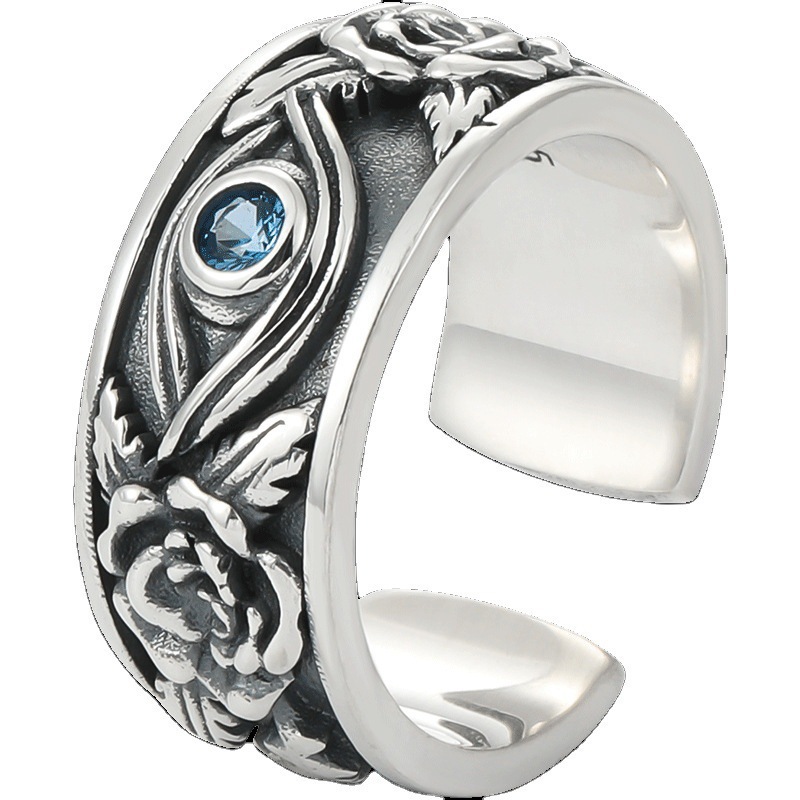 Ring S925 Thai Silver vintage ring Male domineering single personality ring male
