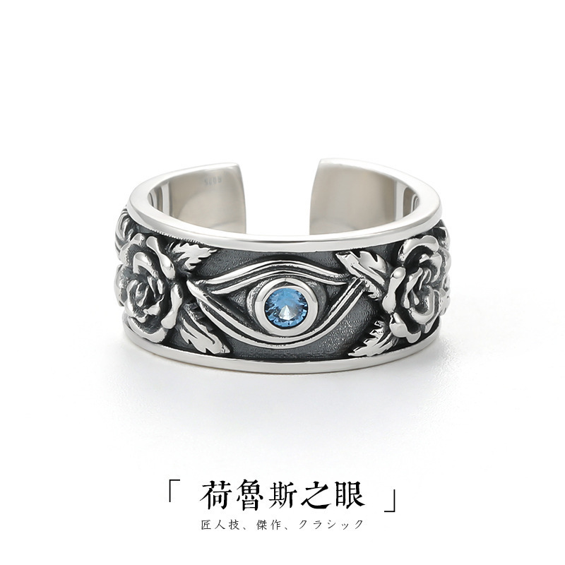 Ring S925 Thai Silver vintage ring Male domineering single personality ring male