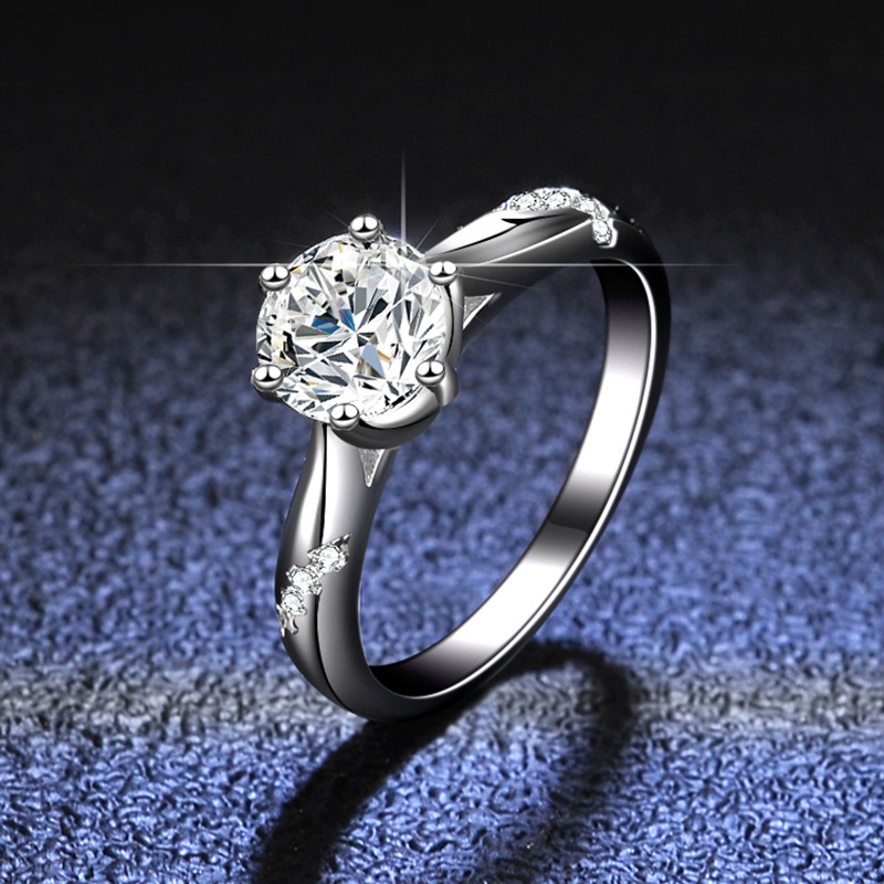 Mossan diamond ring marriage proposal sterling silver ring psychic six claws Mossan open ring woman