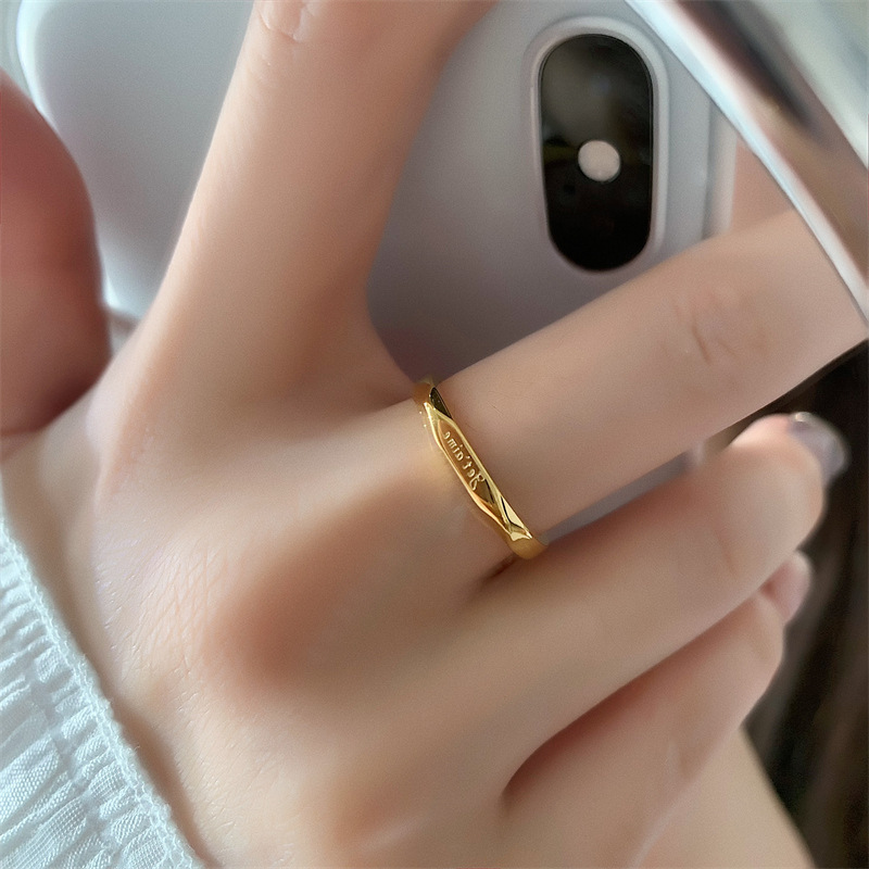 French I love you letter ring Titanium steel does not fade female niche design fashion personality simple pair ring vegetarian ring