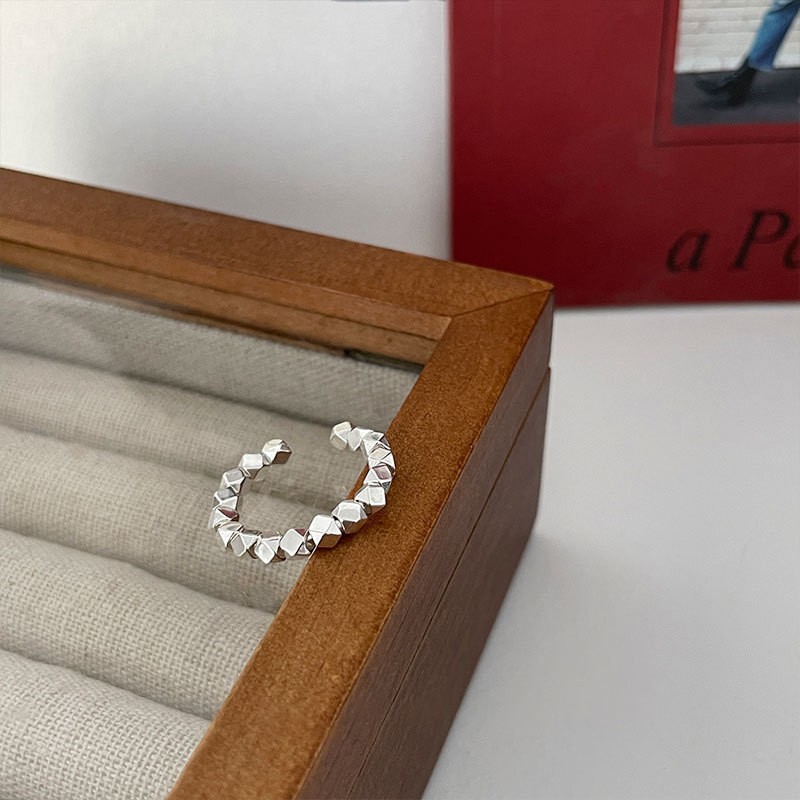 925 sterling silver pearl ring female niche design ins style personality geometric high sense open ring