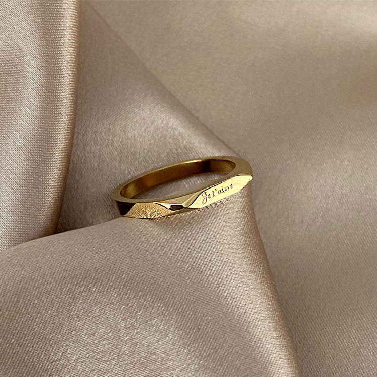 French I love you letter ring Titanium steel does not fade female niche design fashion personality simple pair ring vegetarian ring