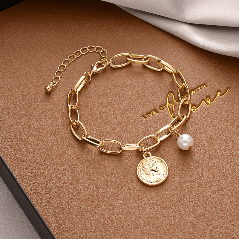 Pearl bracelet female niche high-grade titanium steel bracelet couple bracelet jewelry