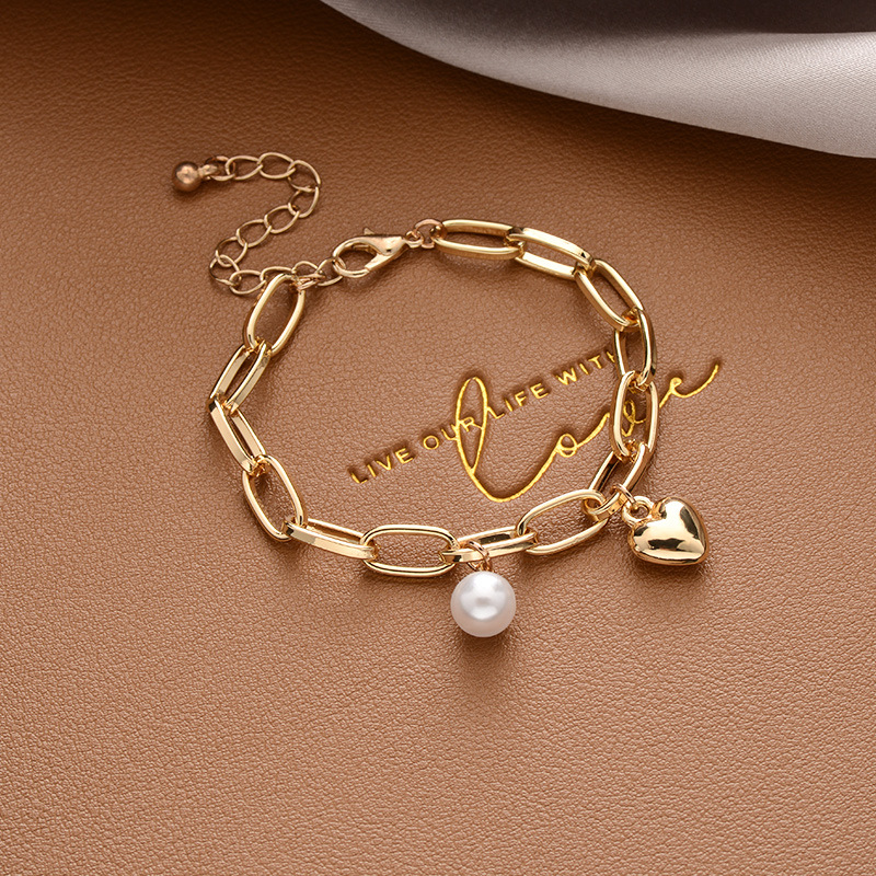 Pearl bracelet female niche high-grade titanium steel bracelet couple bracelet jewelry