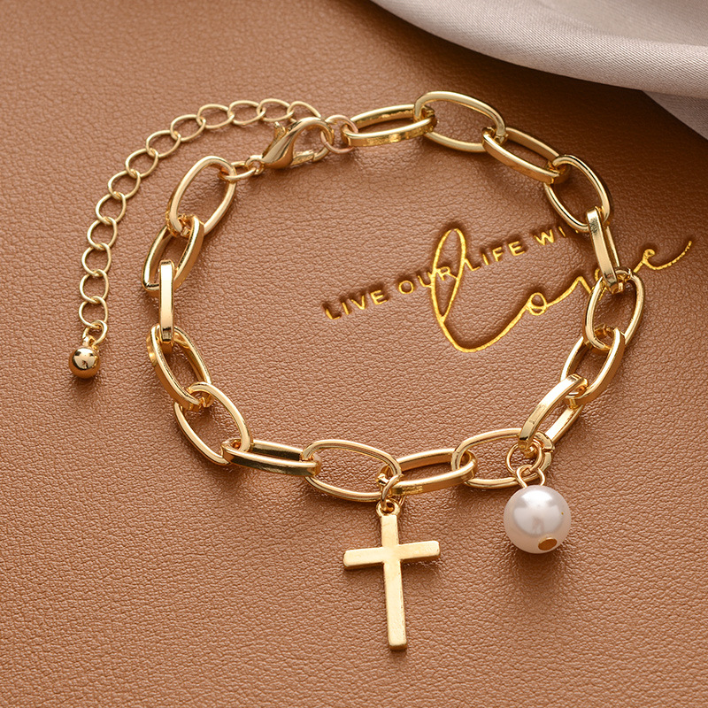 Pearl bracelet female niche high-grade titanium steel bracelet couple bracelet jewelry