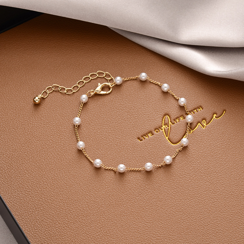Pearl bracelet female niche high-grade titanium steel bracelet couple bracelet jewelry