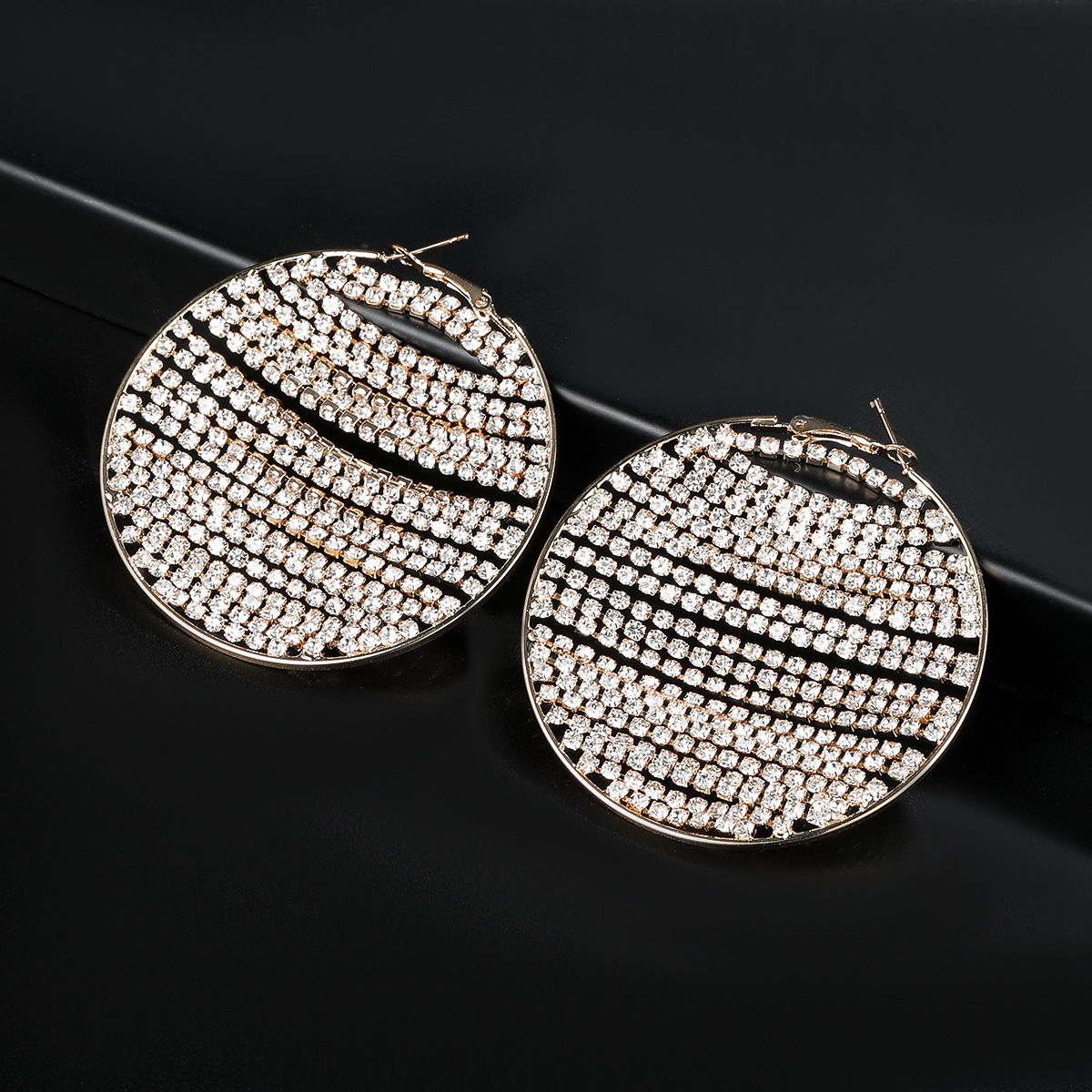 Copper earrings for women exaggerated round mesh bridal accessories