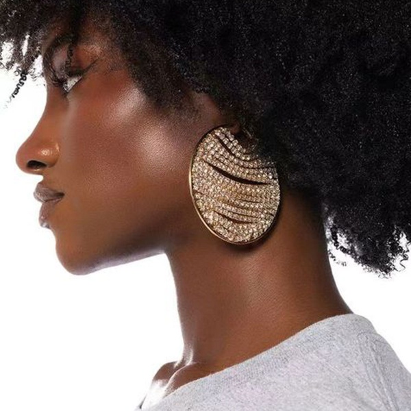 Copper earrings for women exaggerated round mesh bridal accessories