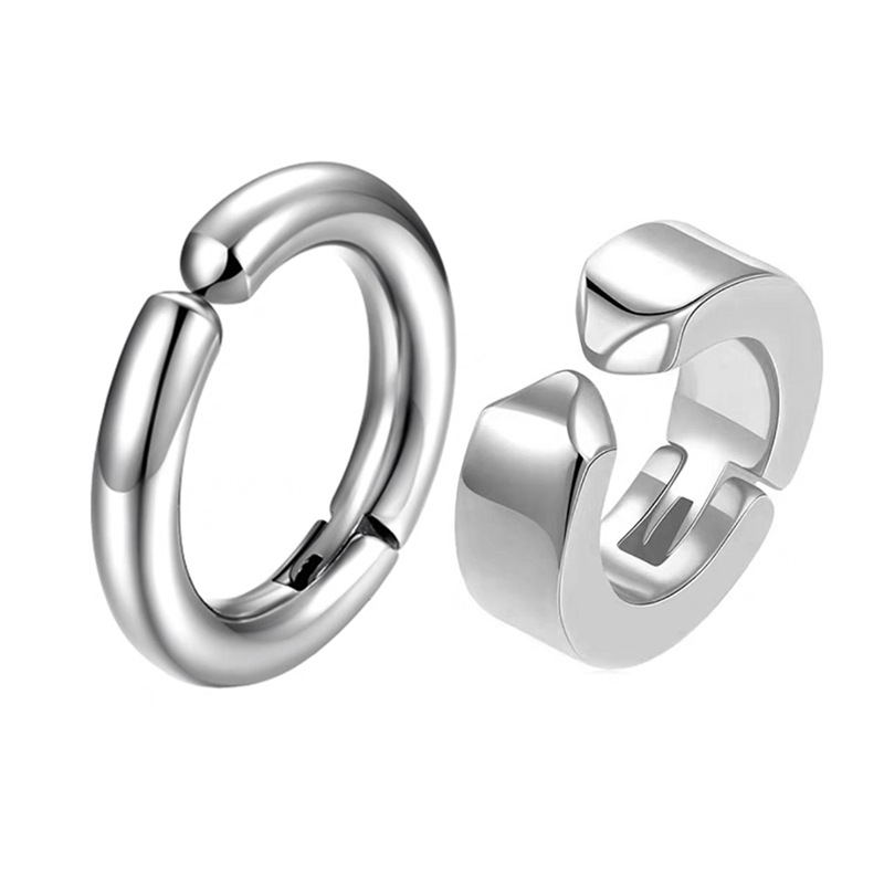 Titanium steel ear clips for men without piercings Advanced sense Trend personality earrings Piercing-free ear bone clips Round stud earrings for women