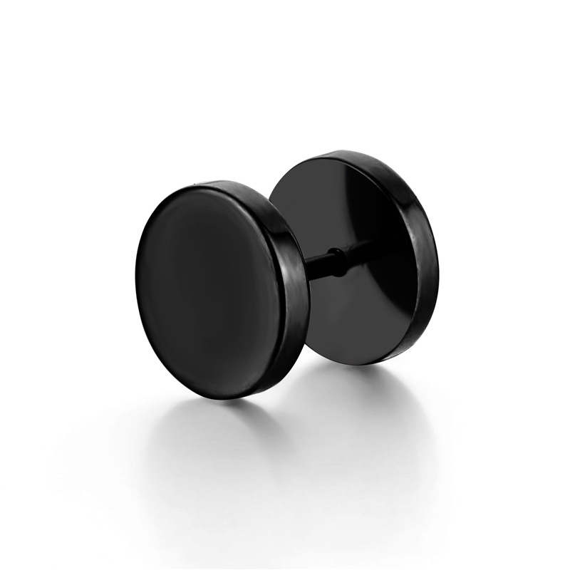 Titanium steel barbell earrings Men's women Stainless steel round cake dumbbell earrings accessories