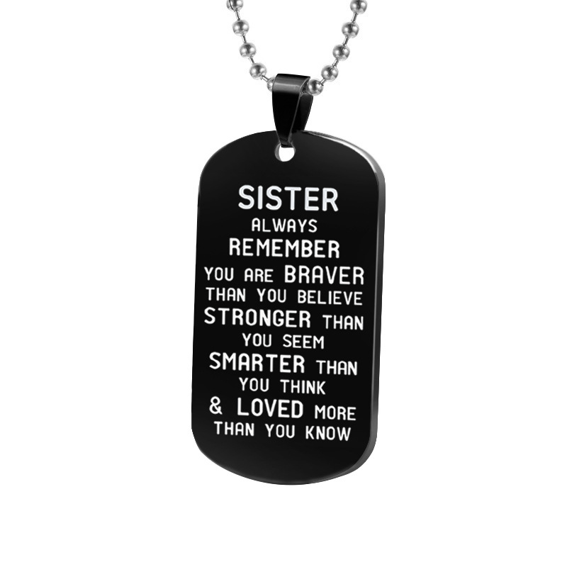 Titanium steel keychain military SISTER BROTHER tag jewelry