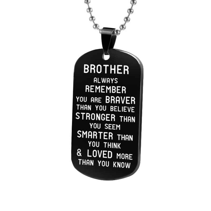 Titanium steel keychain military SISTER BROTHER tag jewelry