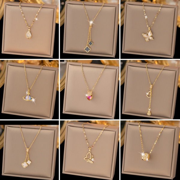 Titanium steel necklace niche temperament smart shine pendant
