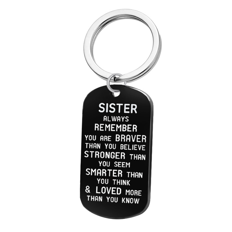 Titanium steel keychain military SISTER BROTHER tag jewelry