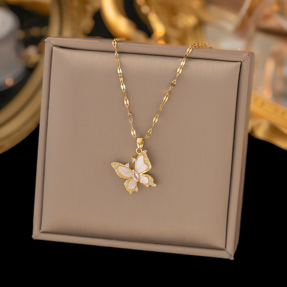 Titanium steel necklace niche temperament smart shine pendant