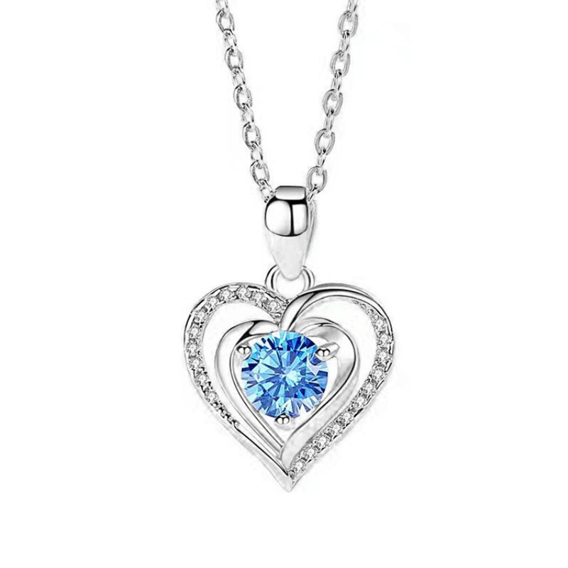 Heart of the Ocean necklace Female Korean version simple temperament heart pendant lovers Valentine's Day gift necklace
