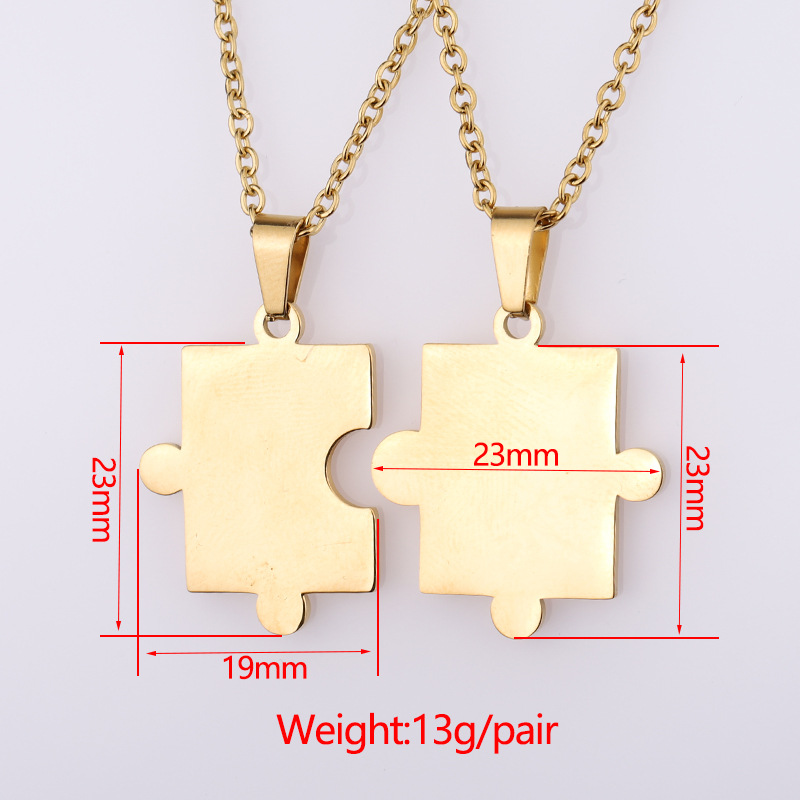 Couples simple fashion geometric puzzle necklace combination Qixi Valentine's Day necklace set