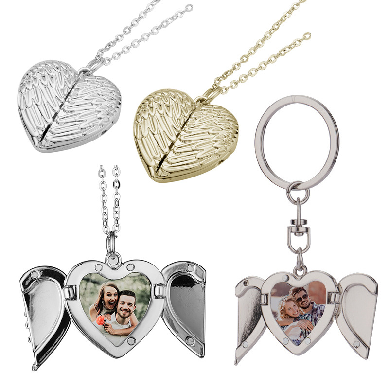 Valentine's Day necklace hot transfer angel wings lovers heart-shaped pendant