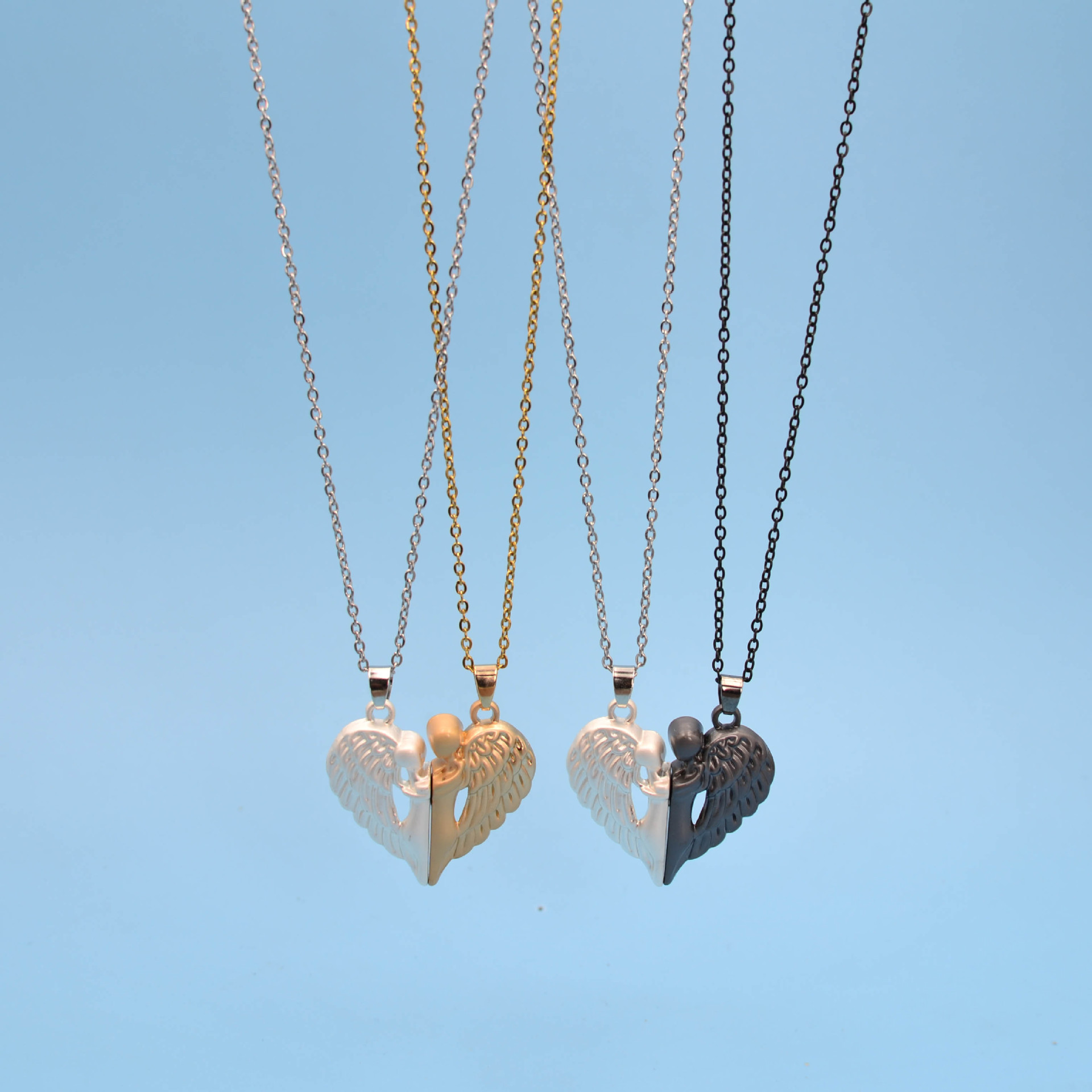 Sweethearts Magnets Valentine's Day gift clavicle chain embrace angel wings alloy pendant