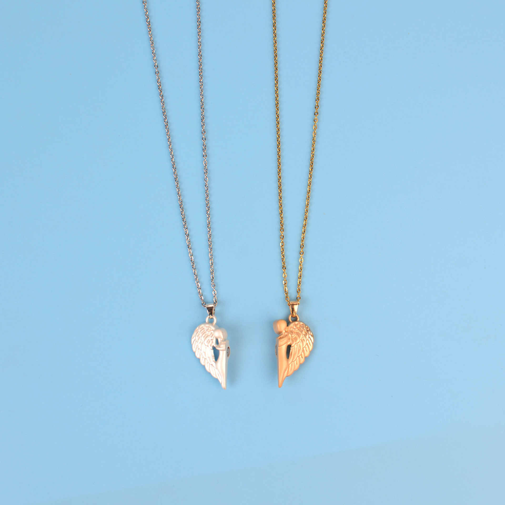 Sweethearts Magnets Valentine's Day gift clavicle chain embrace angel wings alloy pendant