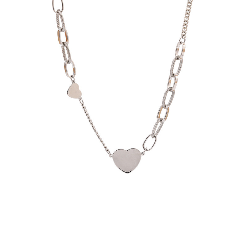 Love spliced titanium steel necklace female light luxury niche collarbone chain summer Instagram hip hop spice girl sweet cool accessory wholesale female