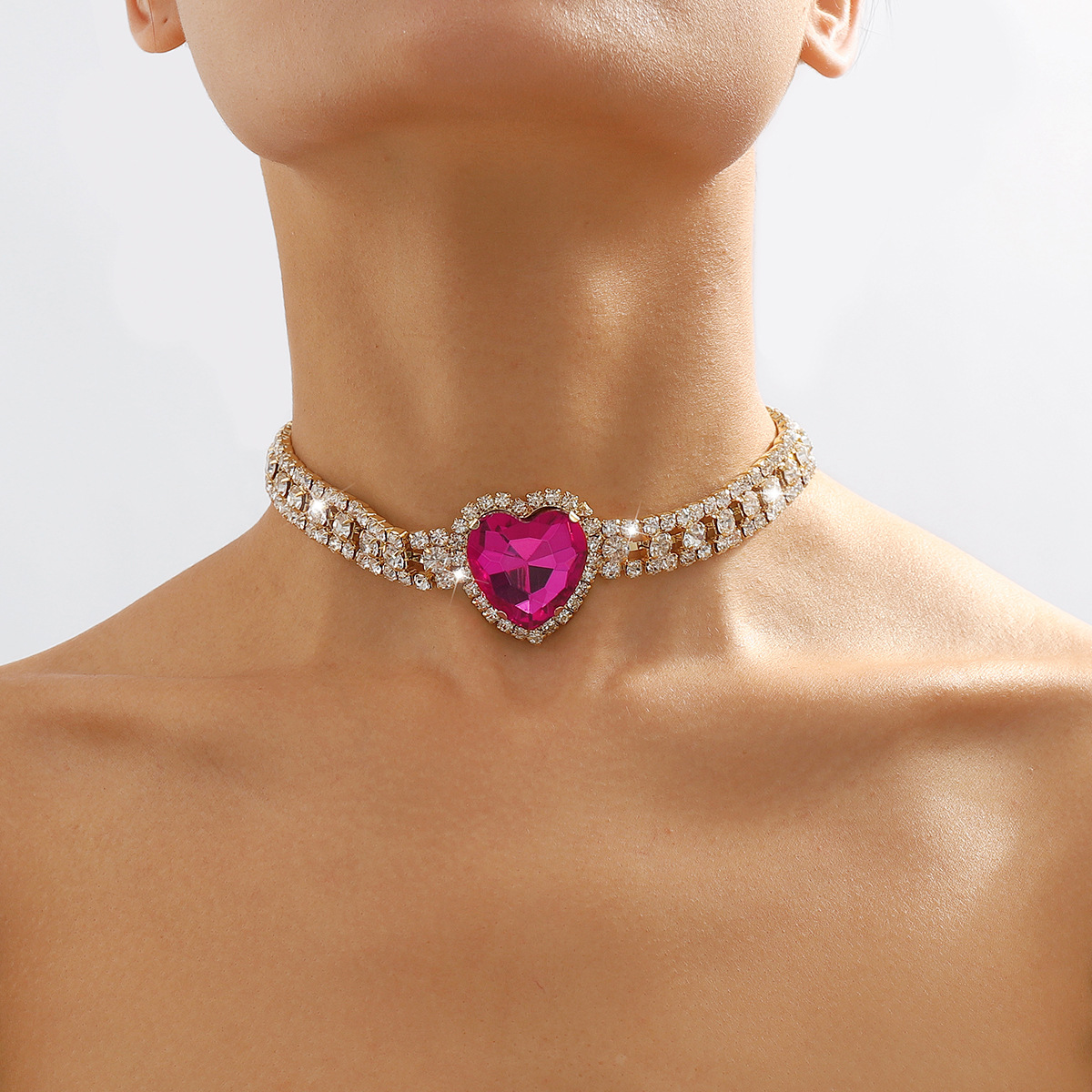Baroque light luxe chain full of diamond elegant choker Romantic sweet love dinner necklace Choker