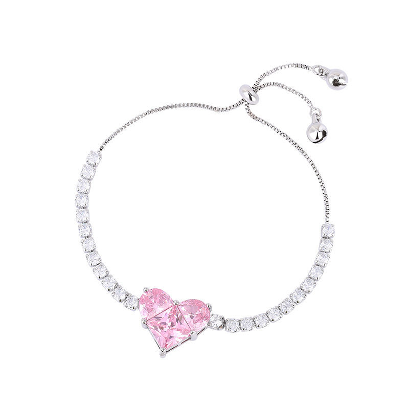Light luxe zircon love adjustable bracelet Fashion heart-shaped crystal bracelet spring commuter boudoir hand jewelry