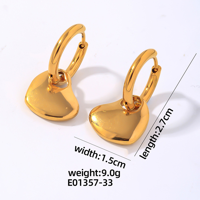 Europe and the United States ins wind stainless steel earrings love earrings 16K gold heart pendant earrings fashion personality accessories for women