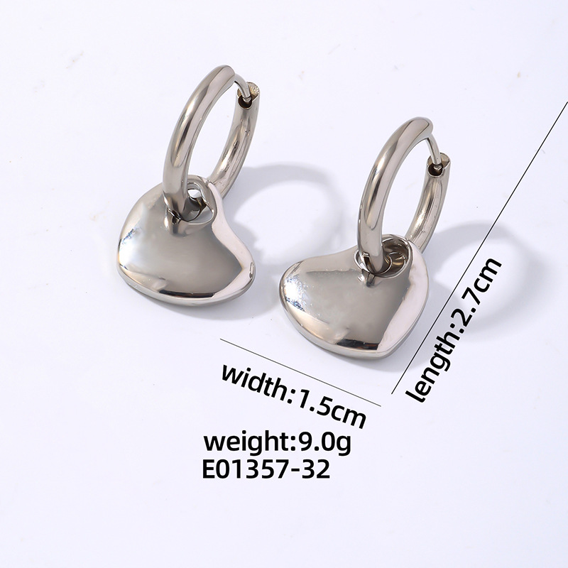 Europe and the United States ins wind stainless steel earrings love earrings 16K gold heart pendant earrings fashion personality accessories for women