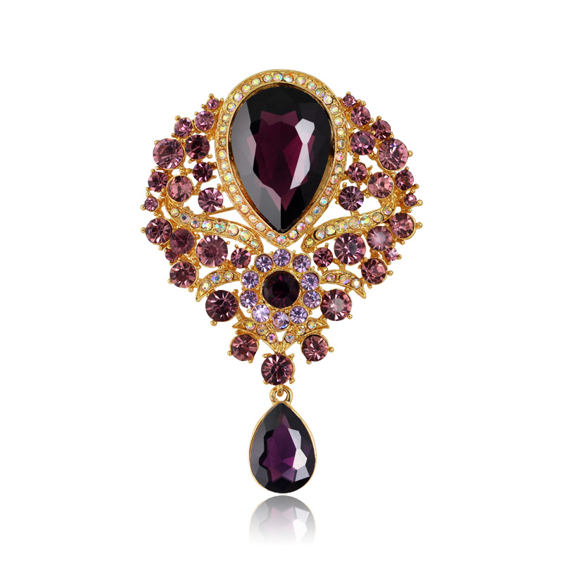 Rhinestone alloy brooch Women's glass pendant brooch