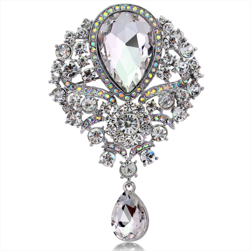Rhinestone alloy brooch Women's glass pendant brooch