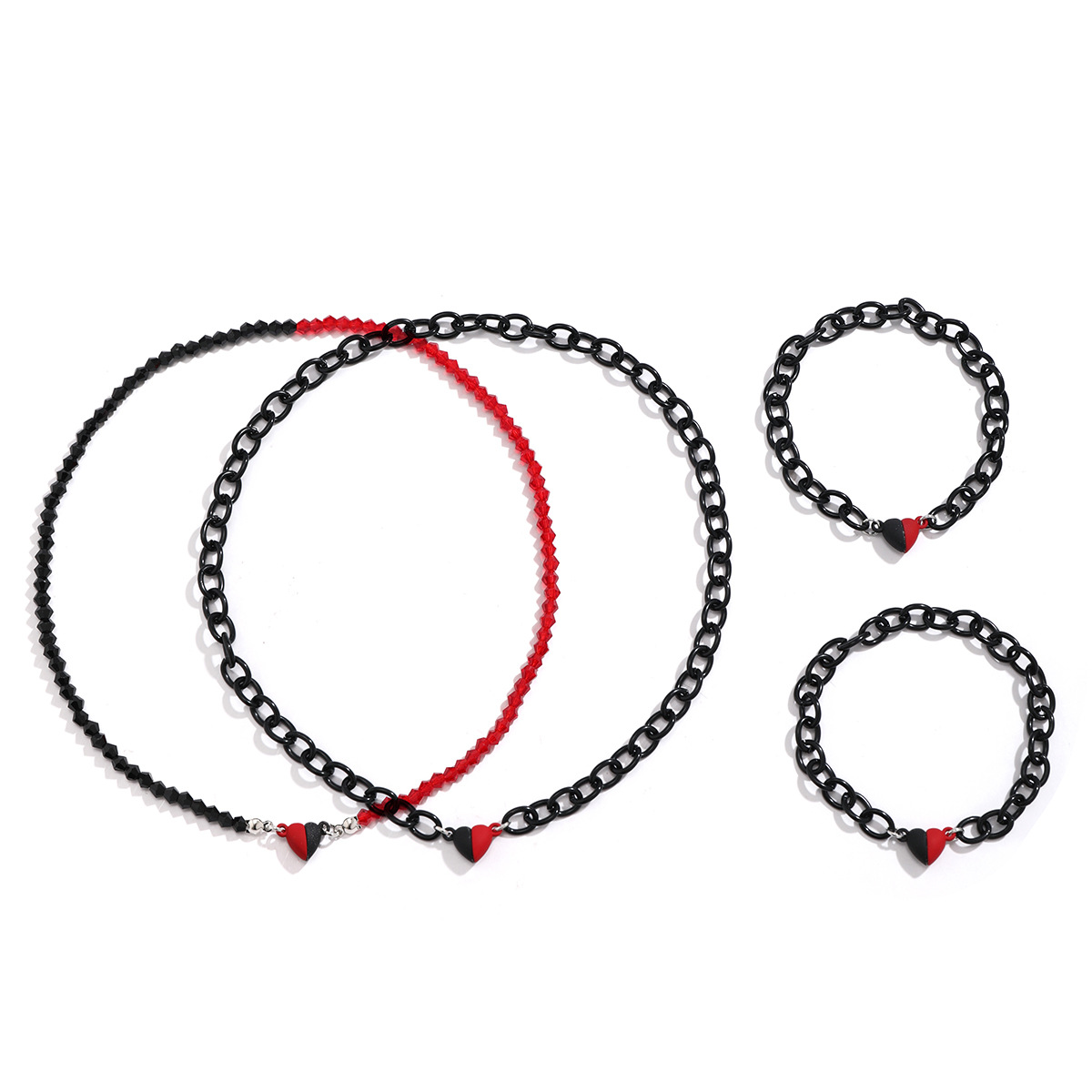 Creative magnetic heart necklace couple neck simple stitching collar woman