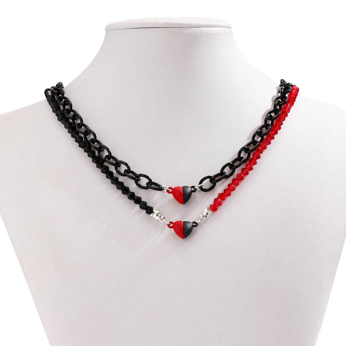 Creative magnetic heart necklace couple neck simple stitching collar woman