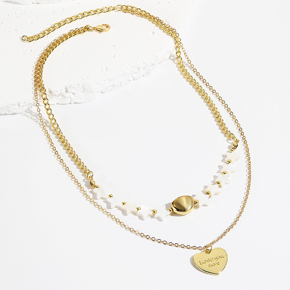 Multilayer necklace European and American heart pendant Valentine's Day necklace jewelry three-dimensional love necklace