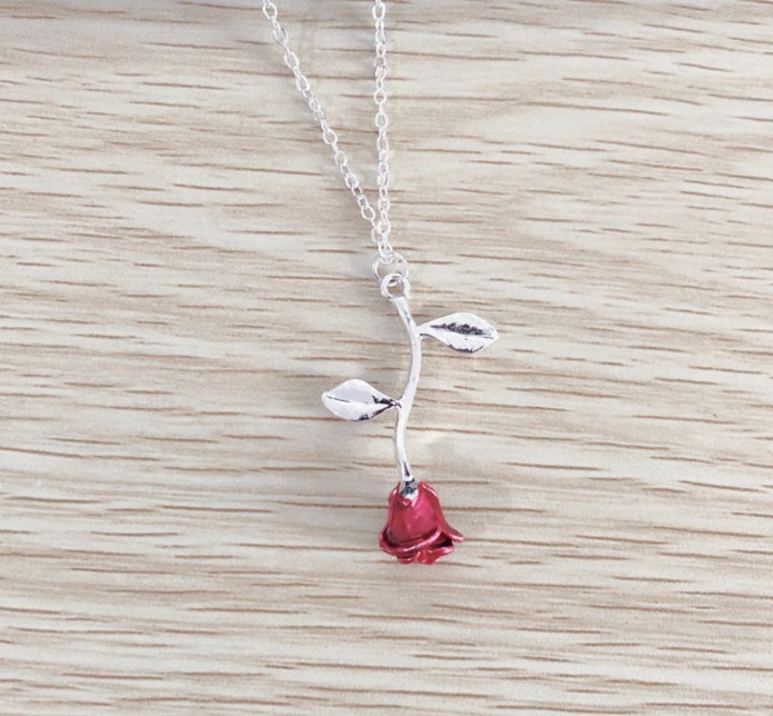 Creative drop red rose pendant necklace for girlfriend Valentine's Day gift