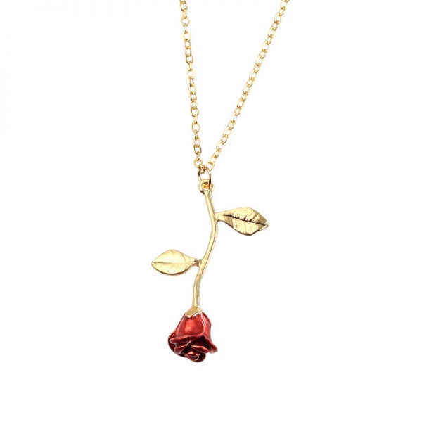 Creative drop red rose pendant necklace for girlfriend Valentine
