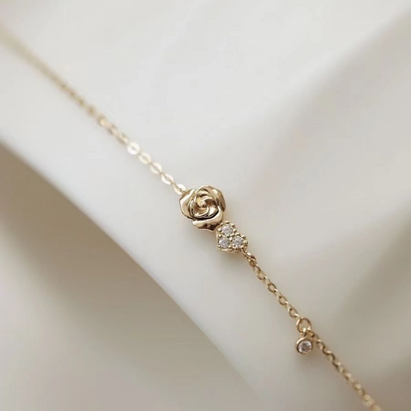 Vintage silver plated 14K gold bracelet love small flash diamond hand decoration girlfriend Qixi gift
