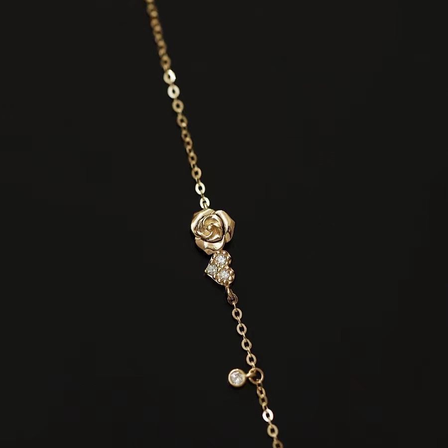 Vintage silver plated 14K gold bracelet love small flash diamond hand decoration girlfriend Qixi gift